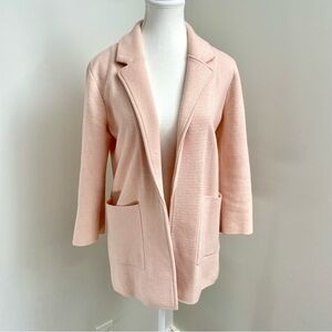 J. Crew Sweater Blazer Baby Pink Cotton Merino Wool Blend Size XS